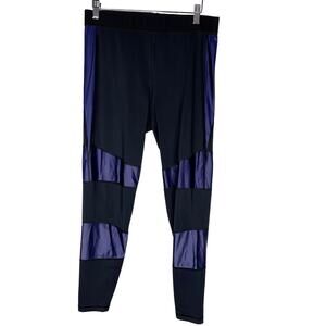 Alala Large Black Dark Purple Harley Leggings Liquid Sheen High Waist Activewear